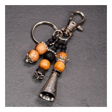 Key Pendant 'Natural Life King' with Olive Wood Beads & Lava Rock Beads V19