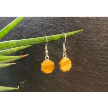 Octagon Cuboid Olive Wood Dangle Earrings – Creation "My Life"