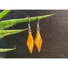 Small Rhombus Olive Wood Dangle Earrings – Creation "My Life"