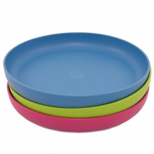 ajaa! Colourful Plates from Bioplastics, 3 Pack Blue, Lime & Pink