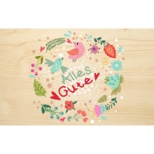 Alles Gute (All the best) wooden postcard made of PEFC® beechwood 