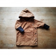 All-weather Baby Jacket with wool cuffs, EtaProof Organic Cotton, camel