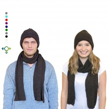 Alpaca Matching Set Hat & Scarf, 100% Baby Alpaca, Unisex Design, Brown