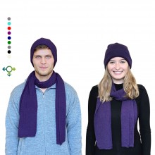 Alpaca Matching Set Hat & Scarf, 100% Baby Alpaca, Unisex Design, Purple