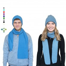 Alpaca Matching Set Hat & Scarf, 100% Baby Alpaca, Unisex Design, Petrol