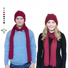 Alpaca Matching Set Hat & Scarf, 100% Baby Alpaca, Unisex Design, Red