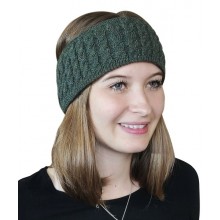Alpaca Pure Colour cable-knit Head Band, Green