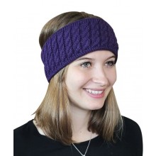 Alpaca Pure Colour cable-knit Head Band, Purple