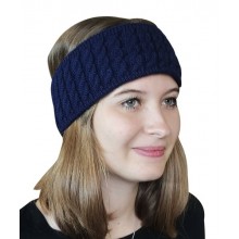 Alpaca Pure Colour cable-knit Head Band, Navy