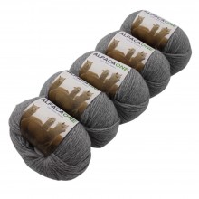 Alpacaone Baby Alpaca wool ball 5 Pack -112m 4-4,5 needle Nm 4/9 crochet yarn, Silver Grey