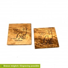 In Memory Cat Personalized Olive Wood Memorial Plaque & Stand