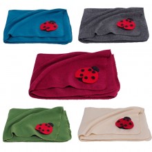 Eco Fleece Wraparound Garment & Baby Blanket with ladybird appliqué, Reiff