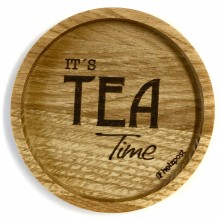 Solid Oak Wood Coaster 'Tea Time'