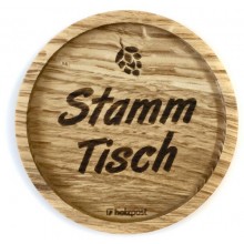 Solid Oak Wood Coaster Stammtisch