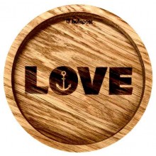 Solid Oak Wood Coaster LOVE & Anchor