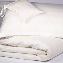 Solid-Coloured Organic Linen Bedding White 135 x 200 + 80 x 80 cm & free Swiss Pine Bag
