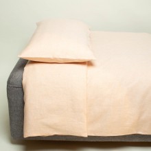 Solid-Coloured Organic Linen Bedding Apricot 135 x 200 + 80 x 80 cm & free Swiss Pine Bag