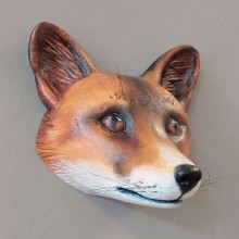 Lifelike Coloured Fox Head Sculpture Eco Papier-Mâché 