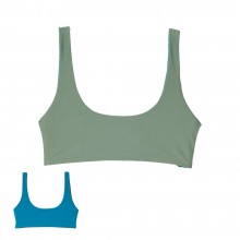 Reversible Bikini Top Khaki/Blue ECONYL®, UPF 50+