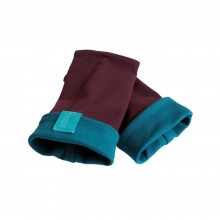 Bicolour Arm Warmers for Girls & Women, Eco Cotton Jersey, Aubergine/Teal