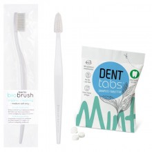 DENTTABS Teeth Cleaning Tablets, Mint Flavour & BioBrush Toothbrush