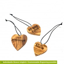 Inspirational Olive Wood Car Air Freshener HEART – Various Wording or Customizable Engraving