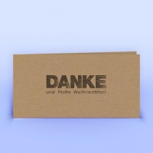 Thank-You Card & Christmas Card Block Print Lettering, natural recycled paper, DIN landscape (German)