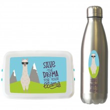 Llama Travel Set: Drinking Bottle & Lunchbox