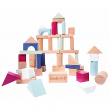 Wooden Building Blocks 50 pieces Pastel – FSC® Wood – EverEarth