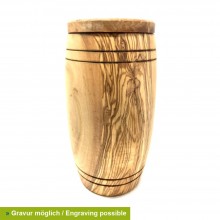 Curved-Shaped Olive Wood Pet Urns with double milled rim for Pets up to 15 kg, engraving possible