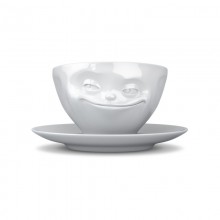Grinning Cup with Handle and Saucer white