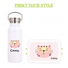 Personalisable Lunchbox Combo CAT & Stainless Steel Bottle