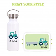Personalisable Lunchbox Combo TRACTOR & Stainless Steel Bottle