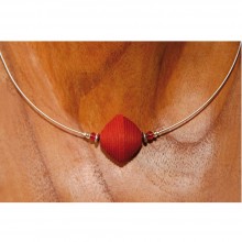 Stainless Steel Necklace with Paper Bead red