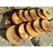 Olive wood discs for crafting, round branch slices
