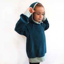 Eco Cotton Plush Hoodie Teal, lined hood SPACE TRAVEL