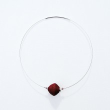 Stainless Steel Necklace with Paper Bead plum