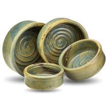 Ceramic Pet Bowl Powerful Spiral green-blue for Dogs & Cats S-XL