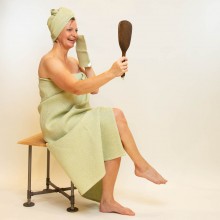Bath Towel Sets Waffle Half-Linen & Cotton – Green