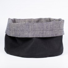 Organic Linen Basket – Blue/Black large