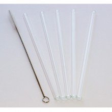 Value Pack Glass Drinking Straws 22 cm, straight, incl. Cleaning Brush