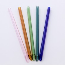 10 colourful straight Glass Drinking Straws 21 cm, bevelled, incl. Cleaning Brush