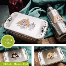 Kids Lunch Box and Drinking Bottle Set »Princess«, Stainless Steel