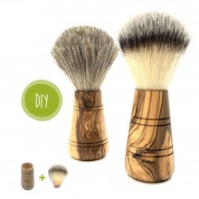 DIY Shaving Brush 'Sir George' with Olive Wood Handle & Synthetic Bristle or Badger Hair