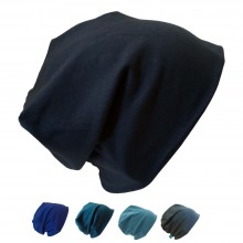Beanie Hat 'Line' Plain Blue Shades – Organic Cotton Jersey