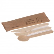 Naturesse Wooden Cutlery Set 4-part Fork, Knife, Spoon, Napkin 250 pc.