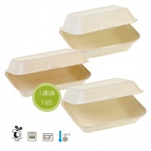 Naturesse® Compostable Sugarcane Food Containers with Lid, various sizes