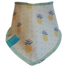 Reversible Baby Scarf Pineapples/Light Blue, Organic Cotton Burp Cloth Bandana Bib