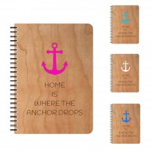 ANCHOR Notebook with genuine cherrywood veneer cover