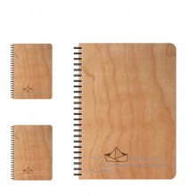 Notebook PAPER BOAT with genuine cherrywood veneer cover